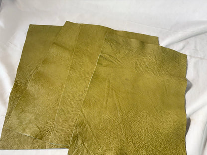 カットレザー１枚　鹿革ソフト　ピスタチオカラー　Aランク　A3サイズ