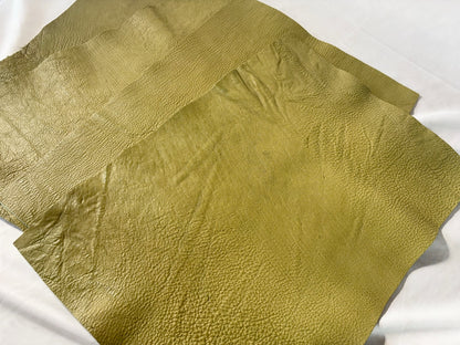 カットレザー１枚　鹿革ソフト　ピスタチオカラー　Aランク　A3サイズ