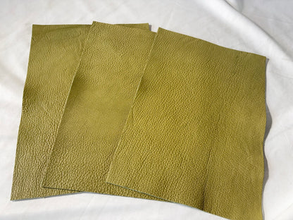 カットレザー１枚　鹿革ソフト　ピスタチオカラー　Aランク　A4サイズ