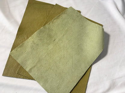 カットレザー１枚　鹿革ソフト　ピスタチオカラー　Aランク　A4サイズ