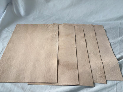 カットレザー１枚　鹿革ソフト　生成りカラー　Aランク　A3サイズ
