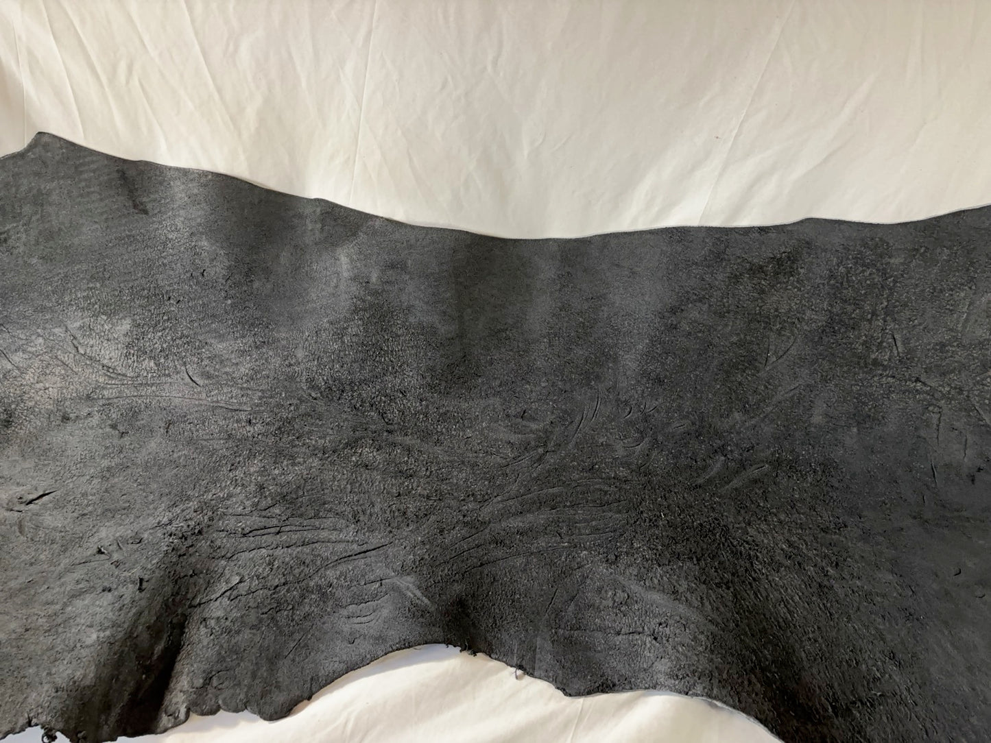 超ビックサイズ300㎏越え熊革(ヒグマ)ブラックカラー　3㎜～3.5㎜　115ds　Aランク　半裁