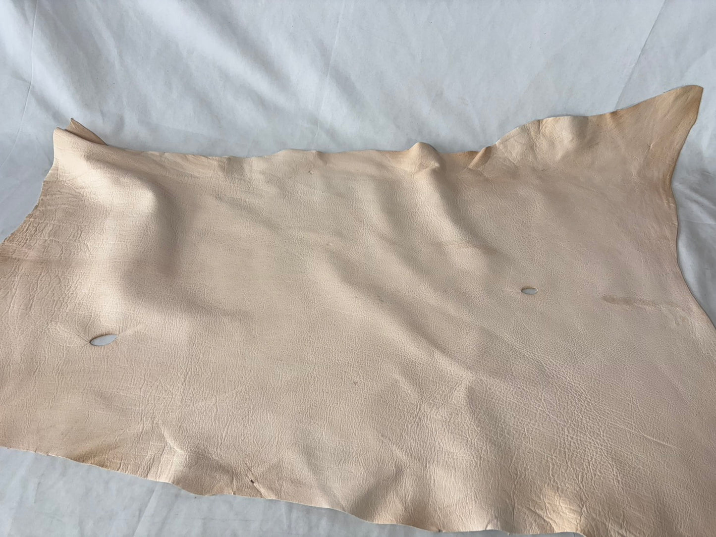 量産安価モデル　シカ革(ヌメ)ソフトタイプ　生成りカラー　平均45ds　0.8㎜～1.2㎜ｍｍ　銀面あり　