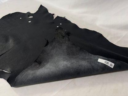 シカ革(ヌメ)ソフトタイプ　ブラックカラー　レザーAランク36ds　1ｍｍ　銀面あり