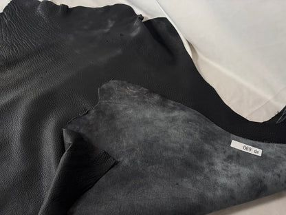 シカ革(ヌメ)ソフトタイプ　ブラックカラー　レザーAランク69ds　1.5ｍｍ　銀面あり