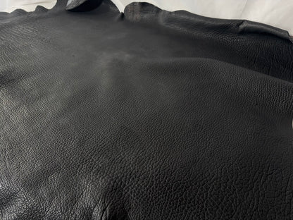 シカ革(ヌメ)ソフトタイプ　ブラックカラー　レザーAランク93ds　3ｍｍ　銀面あり