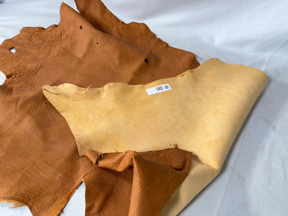 シカ革(ヌメ)ソフトタイプ　キャメルカラー　Bランク45ds　1.2ｍｍ　銀面あり 　艶なし