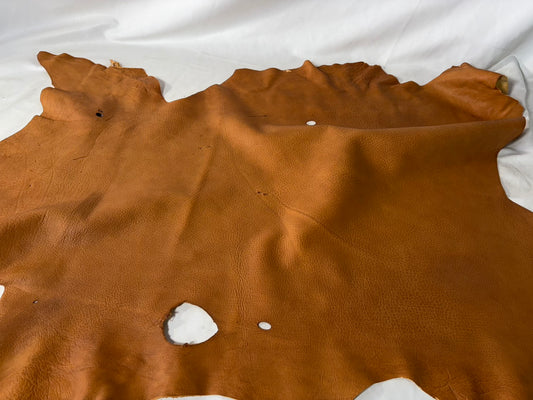 シカ革(ヌメ)ソフトタイプ　キャメルカラー　レザーAランク59ds　1.4ｍｍ　銀面あり