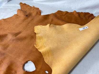 シカ革(ヌメ)ソフトタイプ　キャメルカラー　レザーAランク59ds　1.4ｍｍ　銀面あり